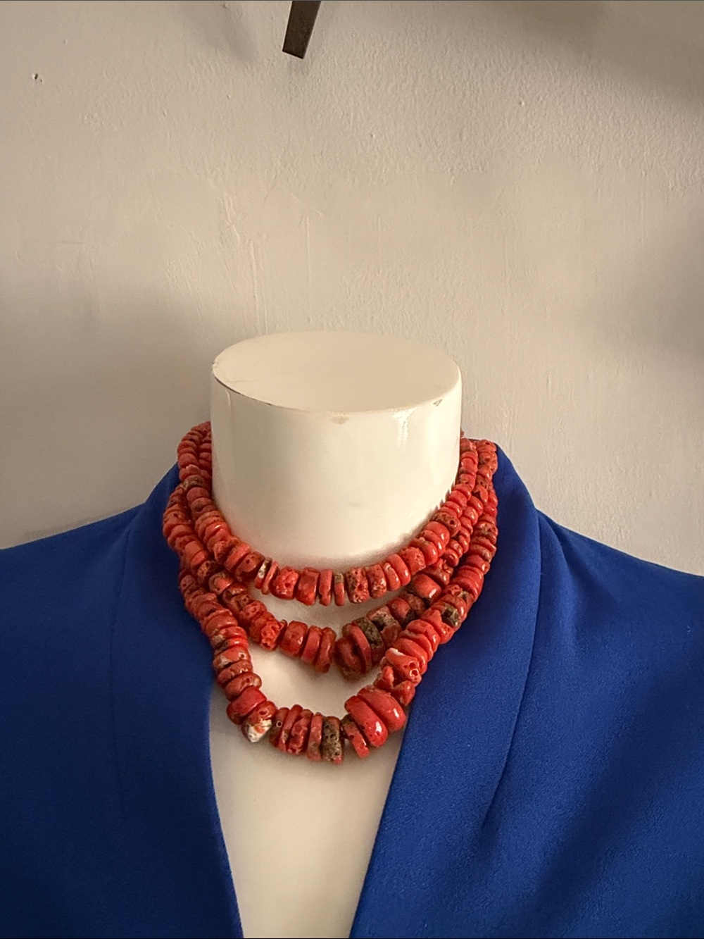 Jaded London Red Coral Bead Necklace with Gold-Tone Clasp